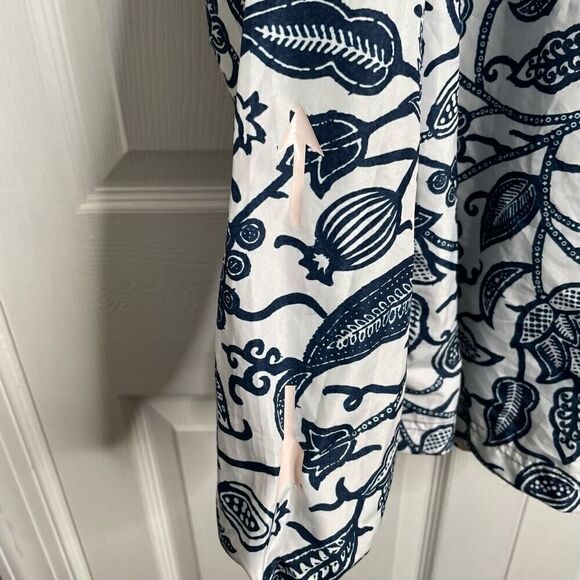 The Upside Womens Jacket 8 Blue Floral Batik Serena Anorak Hooded Gorpcore - Picture 10 of 11